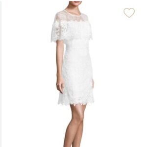 Kobi Halperin White Lace Vivi cape sleeve mini dress size 4